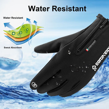 Windproof Knit Gloves for Outdoor Riding & Skiing – 2 Pairs Full-Finger Slip-Resistant Winter Gloves | 100% Polyamide Warm Gloves for Men & Women | S M L XL XXL | Black Gray