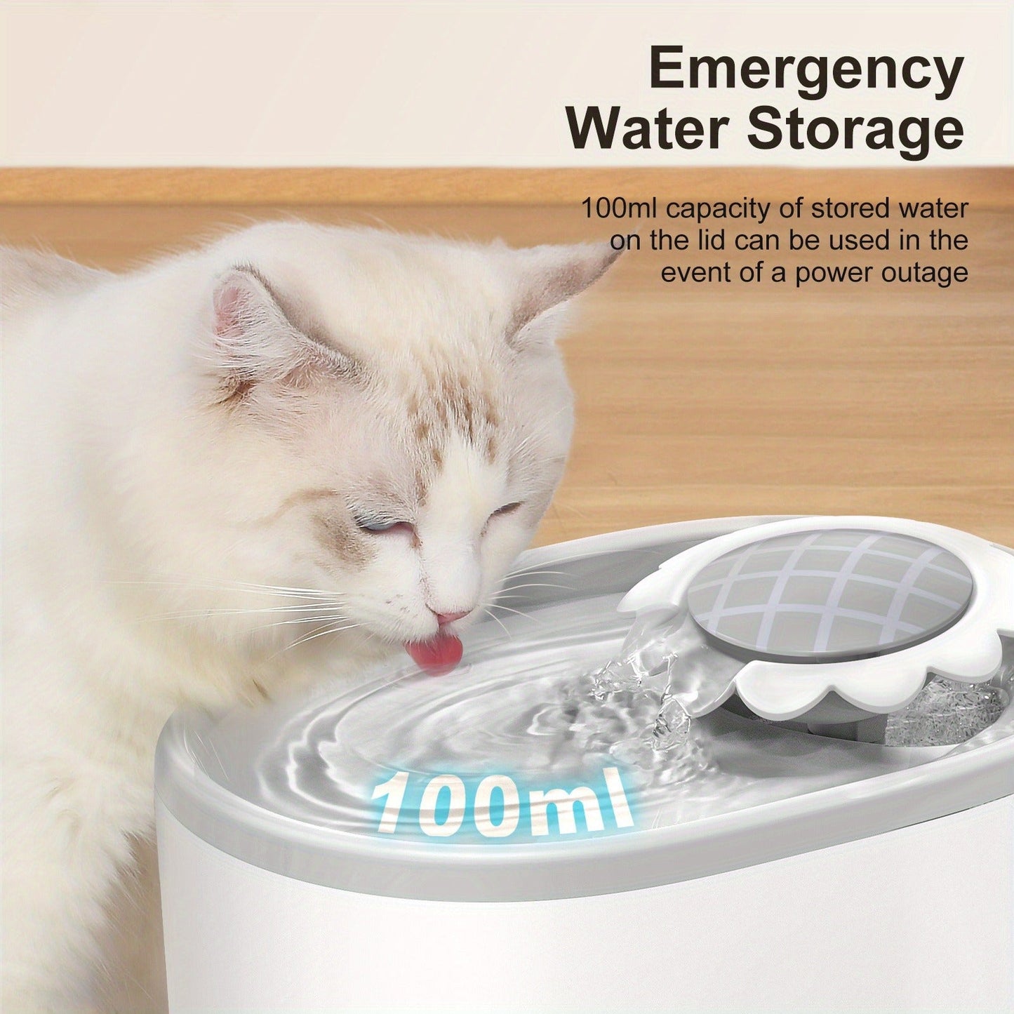 Automatic Pet Water Fountain 2L / 67oz - Ultra-Quiet Pump, Visible Water Level Window, Cat & Dog Water Dispenser, Safe BPA-Free Design, Filter Included, No Battery Required, PETNC010GW