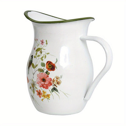 Enamel Camping Kettle with Metal Handle – Durable & Reusable Outdoor Kettle for Camping, Travel, Farmhouse & Party – Classic White Enamel Finish