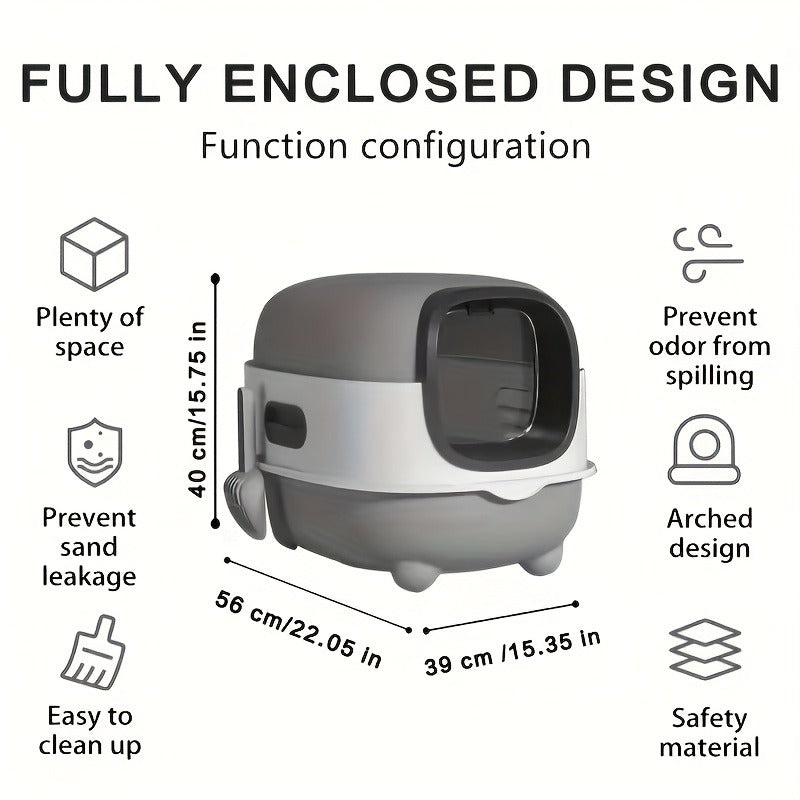 Enclosed Cat Litter Box with Odor Control - Foldable Top Entry Design, Splash-Proof Walls, Compact Size for Small Spaces, Suitable for Kittens and Adult Cats