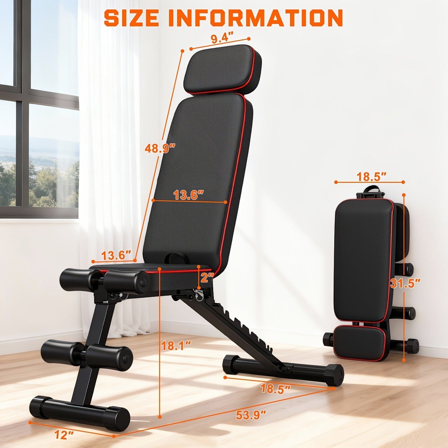Adjustable Weight Bench 6-in-1 Foldable – Flat Incline Decline, Resistance Bands, Preacher Curl & Leg Developer, 770lb Capacity – Home Gym Strength Training Bench