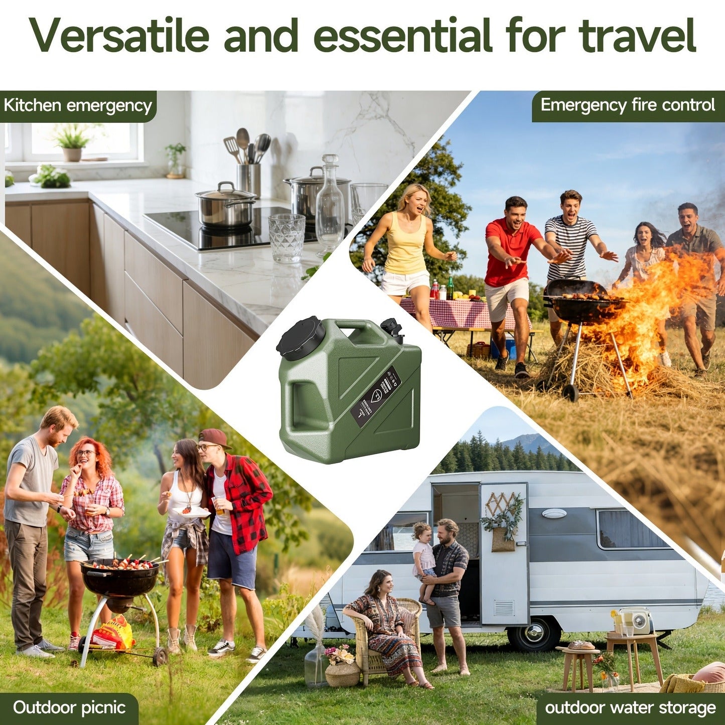 Collapsible Camping Water Storage Bucket 3.2 Gal Portable Water Tank with Faucet Dispenser Army Green Outdoor Emergency Water Container for Hiking Car Camping Festival