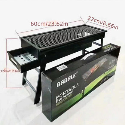 Portable Charcoal BBQ Grill Foldable - Lightweight Compact Outdoor Smoker Grill for Camping, Picnics, Hiking & Backyard Barbecue - Easy Setup Tabletop Charcoal Grill