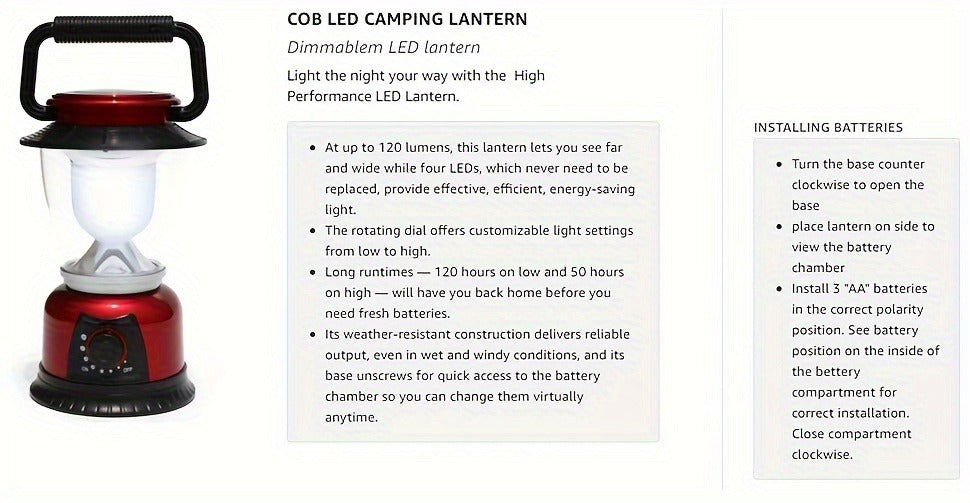 4-Pack COB LED Camping Lantern Dimmable Battery Powered - High Brightness Portable Camp Lights for Hiking, Fishing, Emergency Power Outage & Outdoor Adventures, Adjustable Brightness Tent Lantern Set