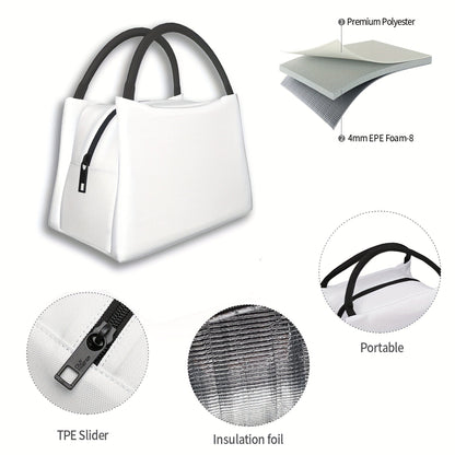 Cooler Bag with Grey Shark Pattern - Portable Reusable Insulated Lunch Bag for Camping, Picnic, Beach, Office, Home & Outdoor Use, Fun Kids & Adults Novelty Cooler Tote, 11 x 6.3 x 6.7 in