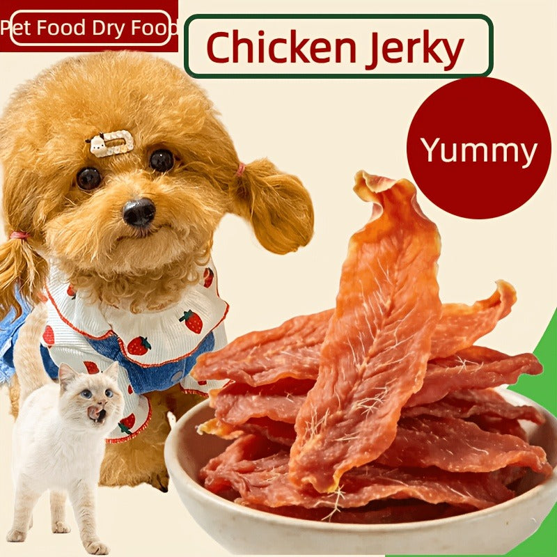 Chicken Jerky Treats for Dogs and Cats – High Protein Chicken Breast Slices, Grain-Free Dental Chews & Training Rewards for Puppies Kittens Adult Dogs Cats, Healthy Natural Pet Snacks