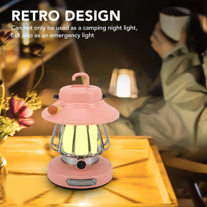 Camping Lantern Rechargeable LED, Snail Design Portable Camp Light with 3 Color Modes & Dimming, USB & Battery Dual Power, 18650 Lithium Battery, Freestanding Tent Light for Camping Hiking Emergency Home