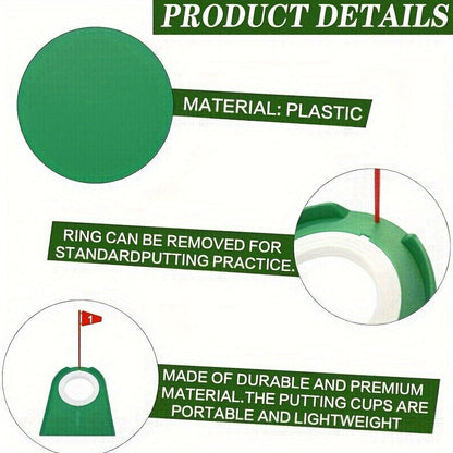 Golf Putting Cup Practice Holes 3 Pack with Numbered Flags Portable Durable All-Direction Surface Regulation Indoor Outdoor Putting Green Training Aid for Improving Putting Skills