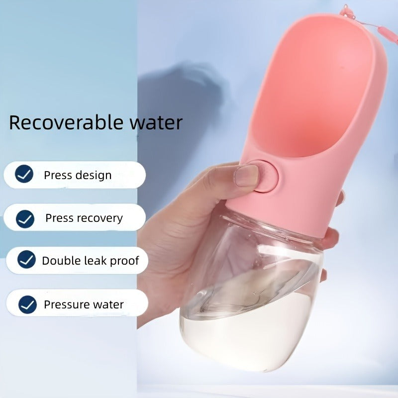 Portable Dog Water Bottle with Food Storage - Leakproof 2-in-1 Pet Travel Bottle for Hiking, Walking & Outdoor Activities, Water Only or Water + Grain Combo, Green / Pink / White