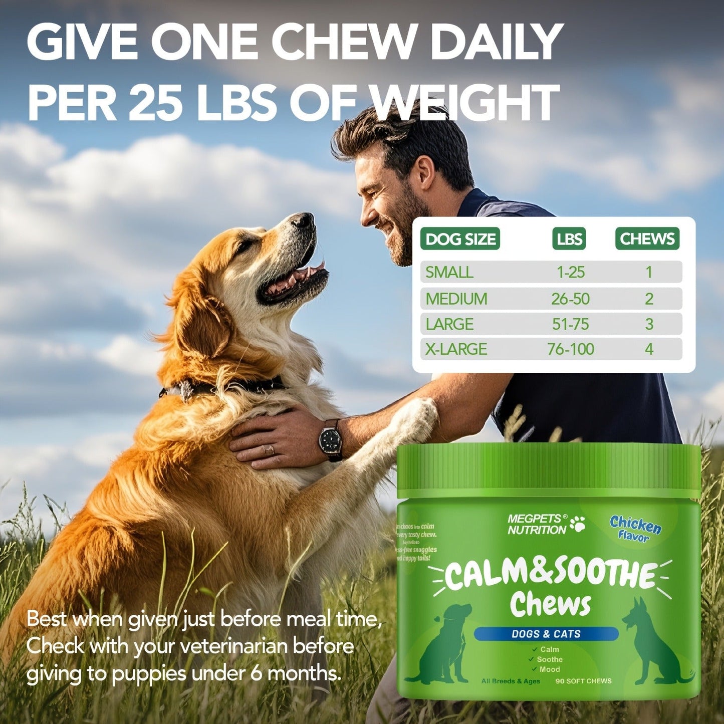 Calming Chews for Dogs & Cats 90ct – Natural Herbal Anxiety & Stress Relief Supplement for Separation, Thunder, Fireworks & Barking, Supports Sleep & Emotional Health, Chicken Flavor