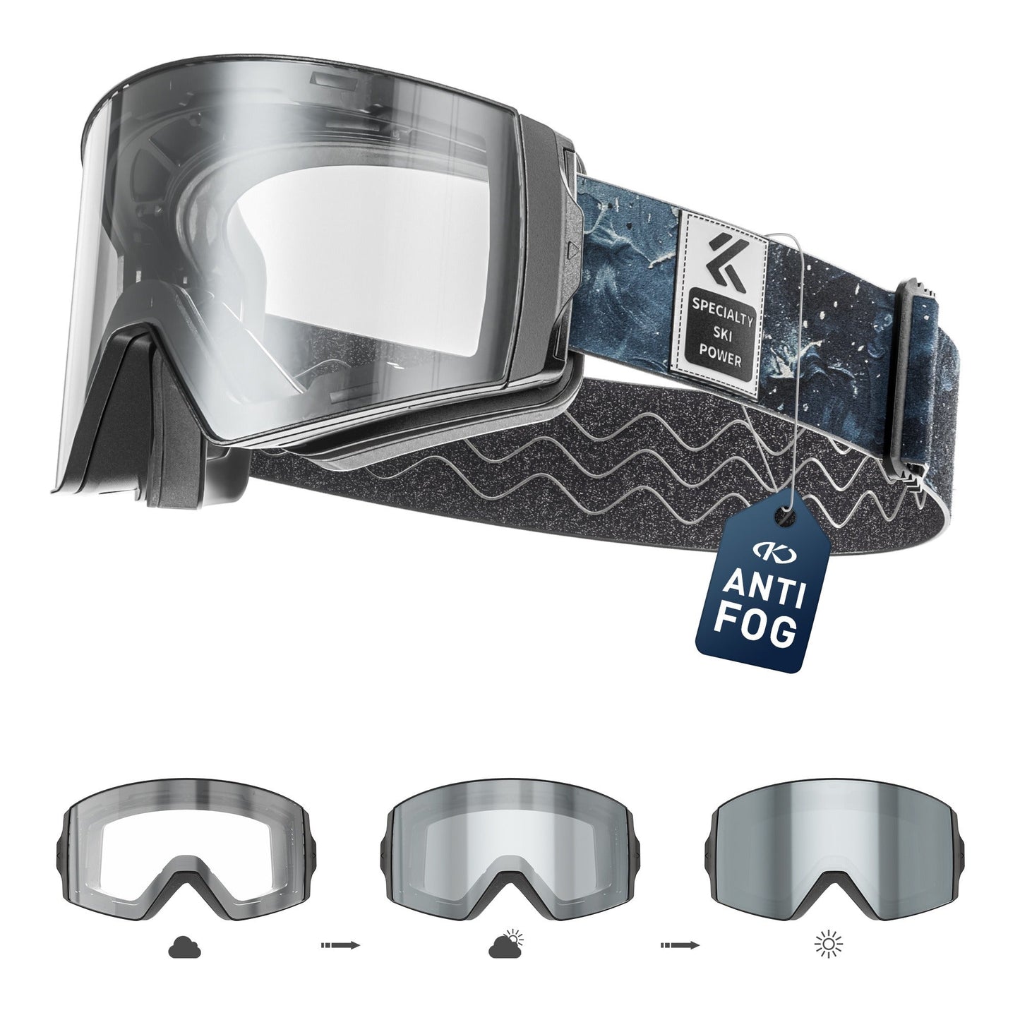Magnetic Photochromic Ski Goggles OTG Helmet Compatible – 16-Point Magnetic Swap Lens, Triple-Layer Foam, Double Anti-Fog Dual-Layer PC 99.99% UV Protection for Men & Women, Includes Case & Bag