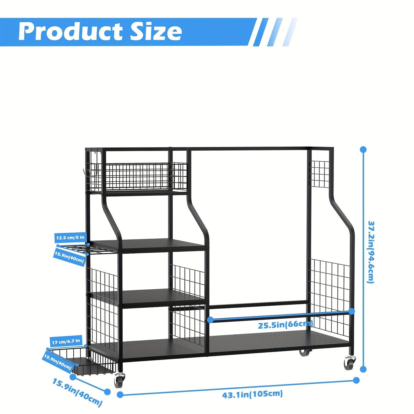 Golf Bag Storage Rack & Organizer for Garage – Extra Large Golf Club Holder Stand for 2 Bags, Heavy Duty Golf Equipment Accessories with Optional Side Pocket