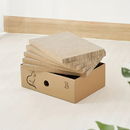Cardboard Cat Scratching Board 5pcs Reversible Extra Large with Box Indoor Cat Scratch Pad Sofa Resting Playing Lounge Set Regular and XL