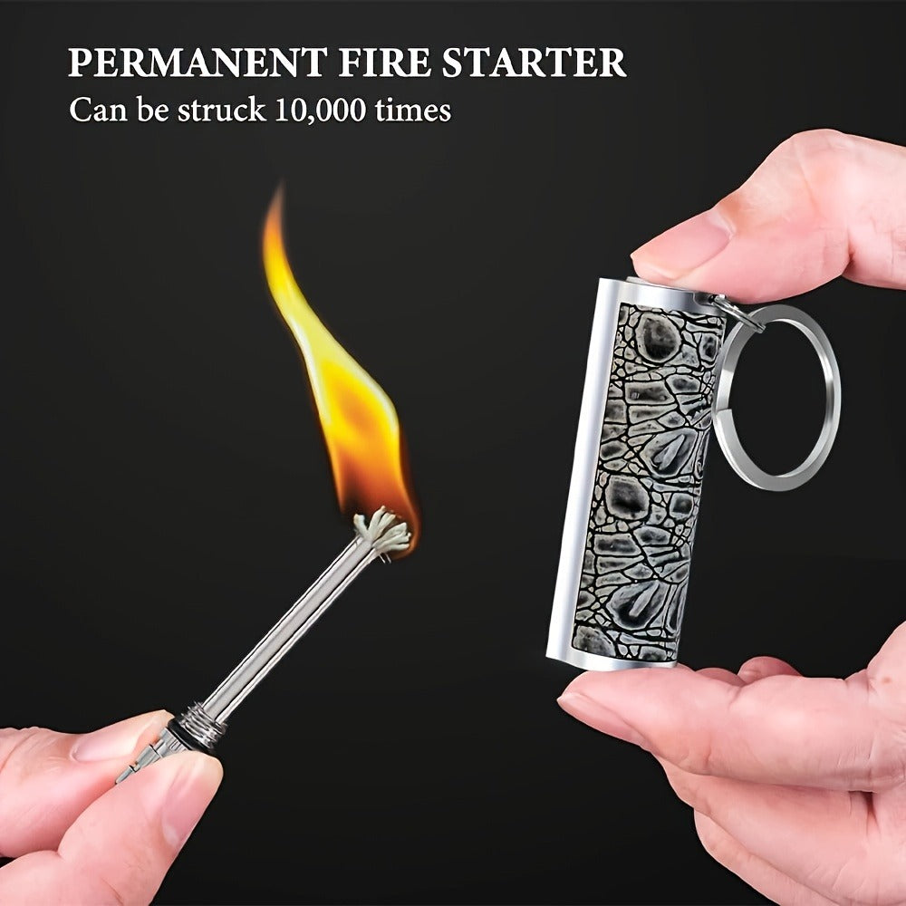 Permanent Match Fire Starter Set 4pcs, 10000-Strike Flint Metal Match Lighter with Keychain, Emergency Survival Fire Starter Kit for Outdoor Camping Hiking Backpacking, No Fuel No Battery Required