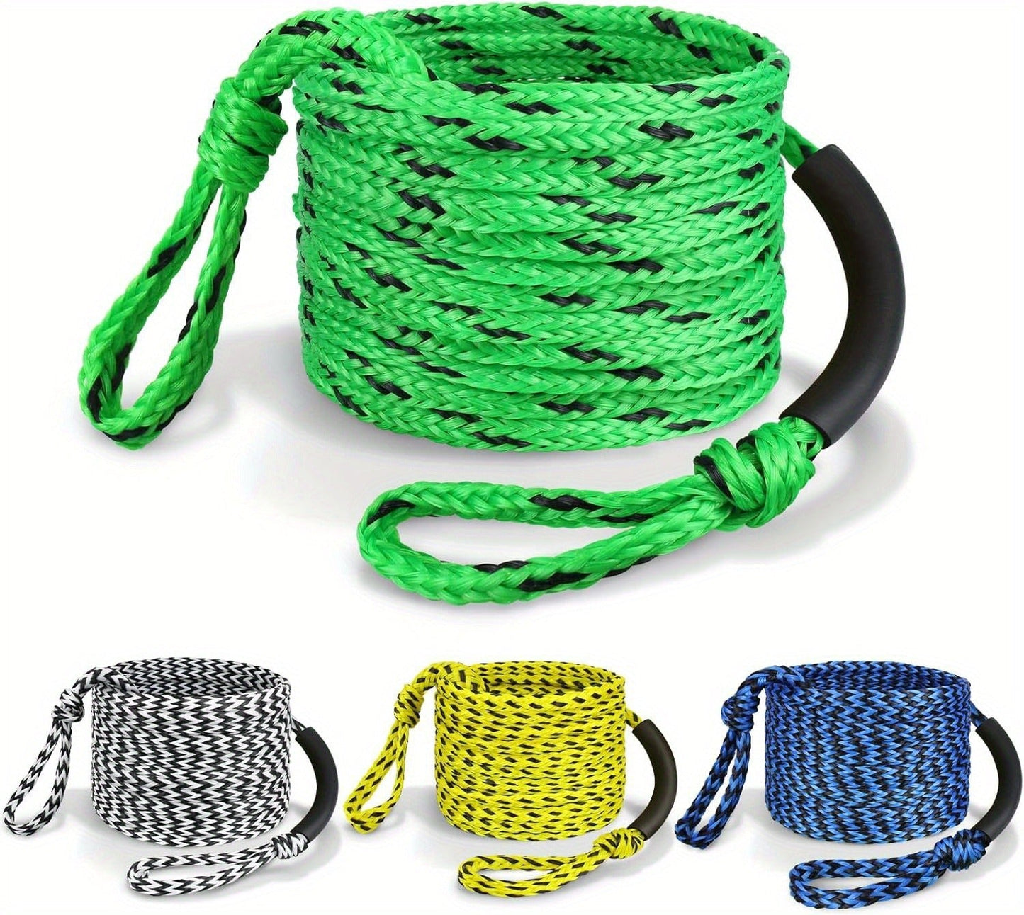Heavy Duty Floating Tow Rope 60ft 2600lbs Breaking Strength 16-Strand UV Resistant Pre-Stretched for Towable Tubes Water Skis Wakeboards Kneeboards 1-3 Riders
