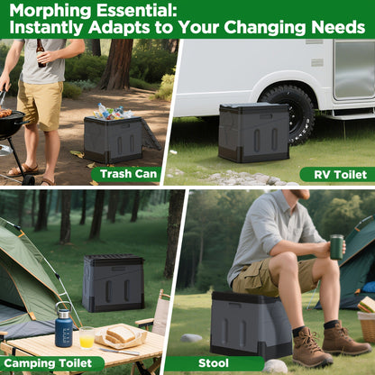 Portable Folding Camping Toilet with Carry Bag & 12 Waste Bags – Ventilated Easy-Clean Commode for Camping, Hiking, Boating, Road Trips, Festivals & Emergency Use, Compact RV Outdoor Toilet