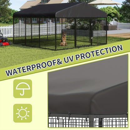 Outdoor Dog Kennel Heavy Duty Galvanized Steel with Roof Double Safety Locks Rust-Resistant Large Dog Cage Fence Run for Big Dogs Multiple Sizes 1.2M to 9M
