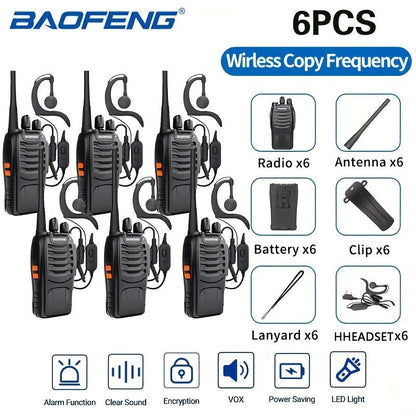 Baofeng BF-888S Walkie Talkies 16 Channel UHF Long Range Two Way Radio Rechargeable with Earphones for Camping Hiking Hunting Outdoor