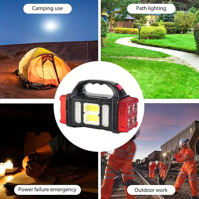 Rechargeable Solar Flashlight 2000 Lumen LED Torch with Power Bank USB-C Charging for Camping Hiking Outdoor Emergency