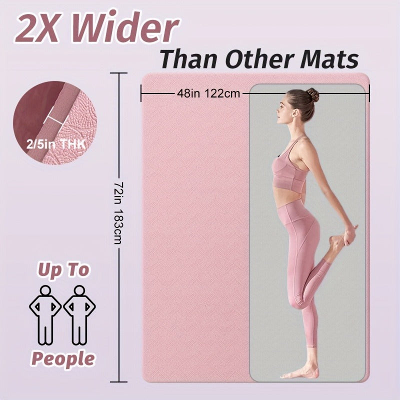 Extra Large TPE Yoga Mat 6’×4’ – 10mm Extra Thick Non-Slip Exercise Mat with Alignment Lines, Double-Sided Grip, 24 Sq Ft Professional Yoga Mat for Women & Men, Home Workout, Pilates & Gym