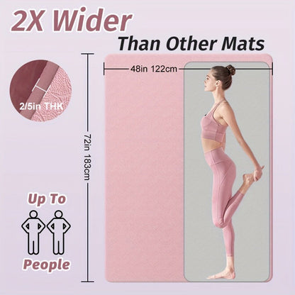 Extra Large TPE Yoga Mat 6’×4’ – 10mm Extra Thick Non-Slip Exercise Mat with Alignment Lines, Double-Sided Grip, 24 Sq Ft Professional Yoga Mat for Women & Men, Home Workout, Pilates & Gym