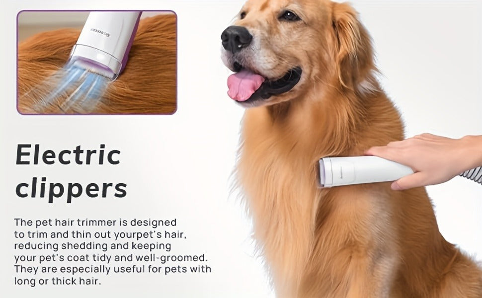 Dog Grooming Vacuum Kit 4-in-1 – Pet Hair Vacuum with Electric Clipper, Grooming Brush & Deshedding Tools, 2.5L Large Dust Cup, 10kPa Suction, Low Noise, 4 Comb Sizes (Model G2-W2)