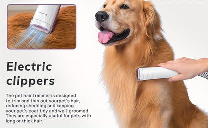 Dog Grooming Vacuum Kit 4-in-1 – Pet Hair Vacuum with Electric Clipper, Grooming Brush & Deshedding Tools, 2.5L Large Dust Cup, 10kPa Suction, Low Noise, 4 Comb Sizes (Model G2-W2)