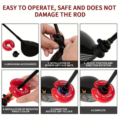 Golf Swing Weight Ring 8oz Weighted Club Trainer for Muscle Memory Distance Training Swing Speed Warm-Up Fits Most Golf Clubs Red Black