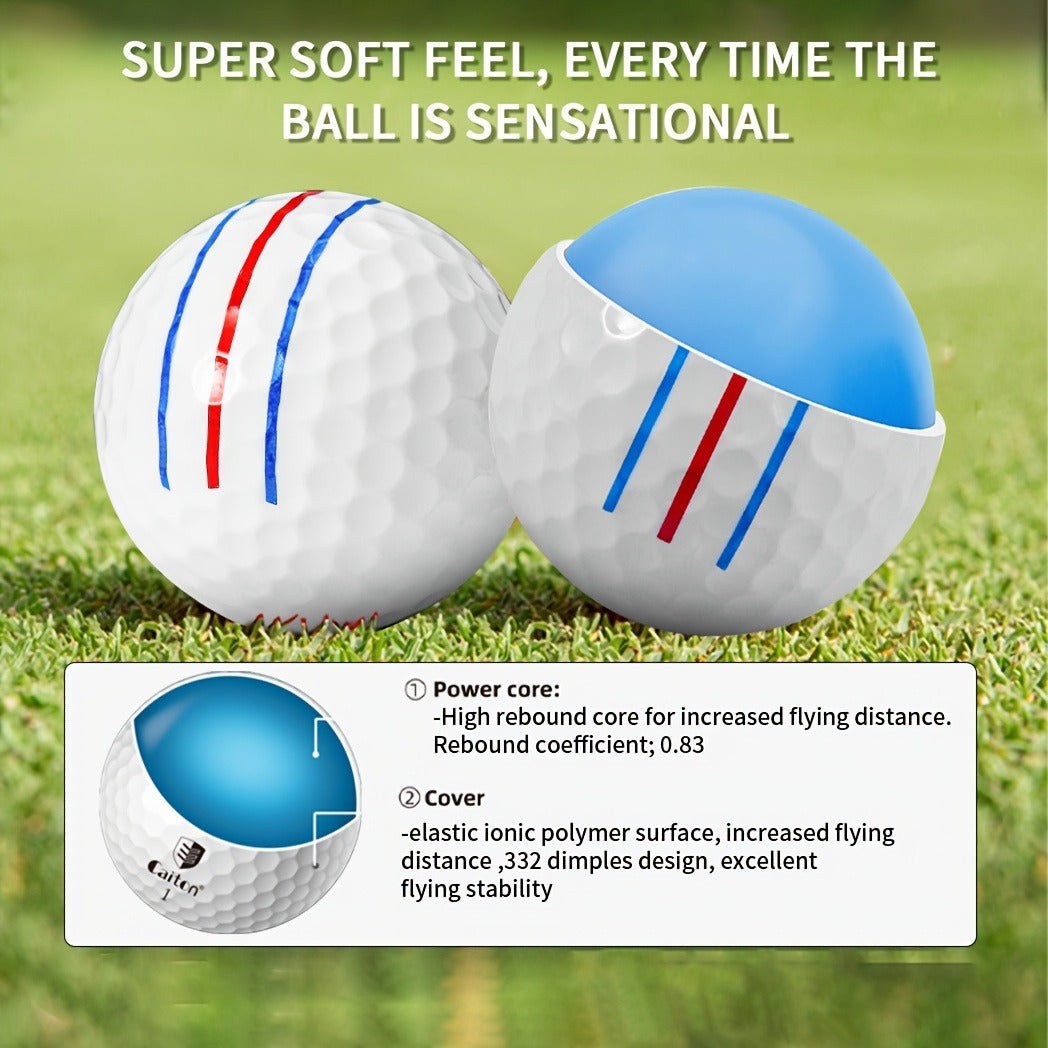 Golf Balls 6pcs Long Distance High Speed with 360-Degree Aiming Line Add 40+ Yards Distance Durable Performance Golf Ball Set for Men Women Beginners Advanced Players Practice Training