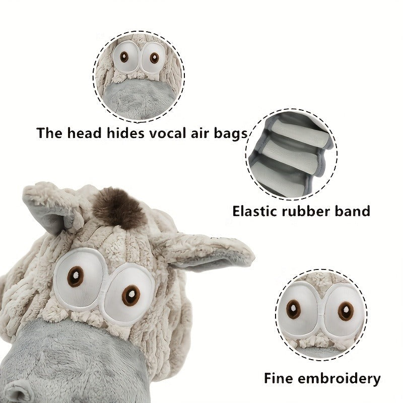 Dog Chew Toy Donkey Plush Squeaky Stretch Toy for Dogs - Durable Soft Stuffed Animal Chew Toy for Small Medium Large Dogs, Textured Spike Design, No Batteries Needed