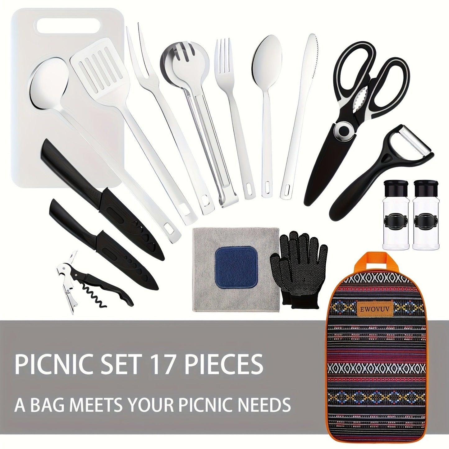 Camping Cookware Set Outdoor Kitchen Cooking Kit – Essential Camp Gear for Barbecue, Meal Prep & Outdoor Cooking at Campsites & Parks – 3 Colors: Green, Black, Cyan
