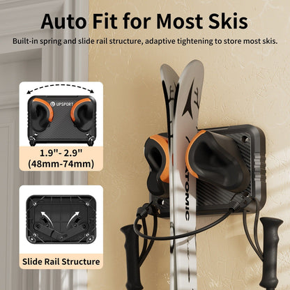 Wall-Mounted Ski & Sports Equipment Storage Rack – Heavy Duty Garage Organizer Hook Set, Holds Up to 100 lbs, Space-Saving Wall Mount for Skis, Poles, Tools & Household Items, Home & Garage Use, 4-Pack