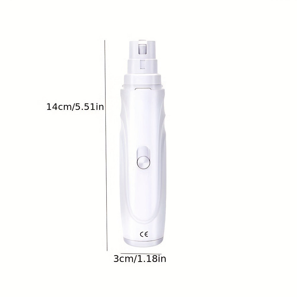 Electric Pet Nail Grinder 2-Speed 3-Port - Rechargeable Quiet Dog Cat Nail Trimmer with 3 Hour Battery Life, Painless Paw Nail Polisher for Small Medium Large Dogs All Breeds, White