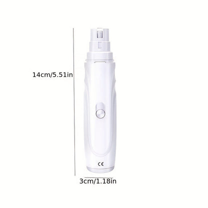 Electric Pet Nail Grinder 2-Speed 3-Port - Rechargeable Quiet Dog Cat Nail Trimmer with 3 Hour Battery Life, Painless Paw Nail Polisher for Small Medium Large Dogs All Breeds, White