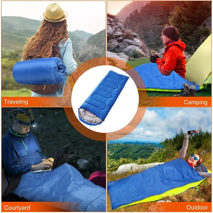 Lightweight 4 Season Sleeping Bag Envelope Design with Drawstring Closure Adjustable Hood Strap Portable Camping Sleep Bag for Backpacking Hiking Mountaineering Travel Indoor Outdoor