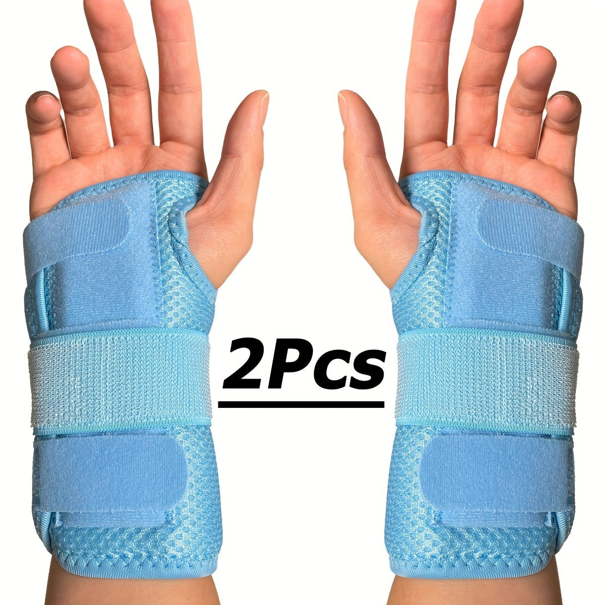 Wrist Brace with Double Splint Support & Triple Compression – 1 Pair Breathable Hook-and-Loop Wrist Guard for Sports, Daily Wear & Injury Recovery, Unisex, Pink / Rose Red / Blue