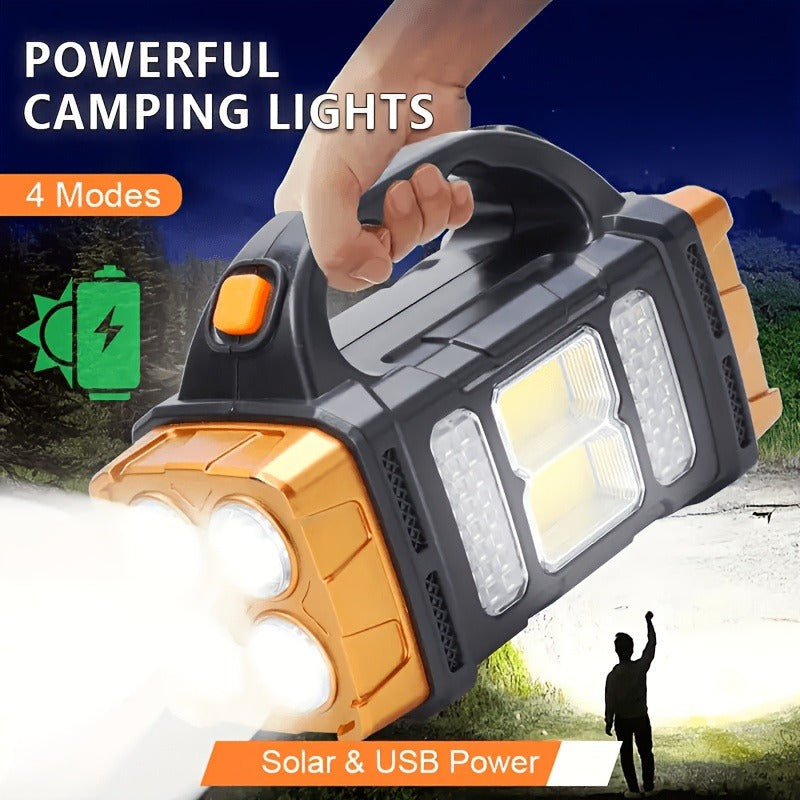 Solar Powered Camping Lantern & LED Flashlight – Rechargeable Portable Solar Camp Light with Batteries Included, Bright Versatile Outdoor Light for Hiking, Camping & Outdoor Activities