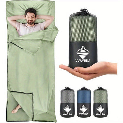 Sleeping Bag Liner for Adults – Two-Way Zipper Sleep Sack with Foot Exposure, Lightweight Portable Travel Sheet for Camping, Hiking, Hotel & Hostel Use, Single Size, Machine Washable
