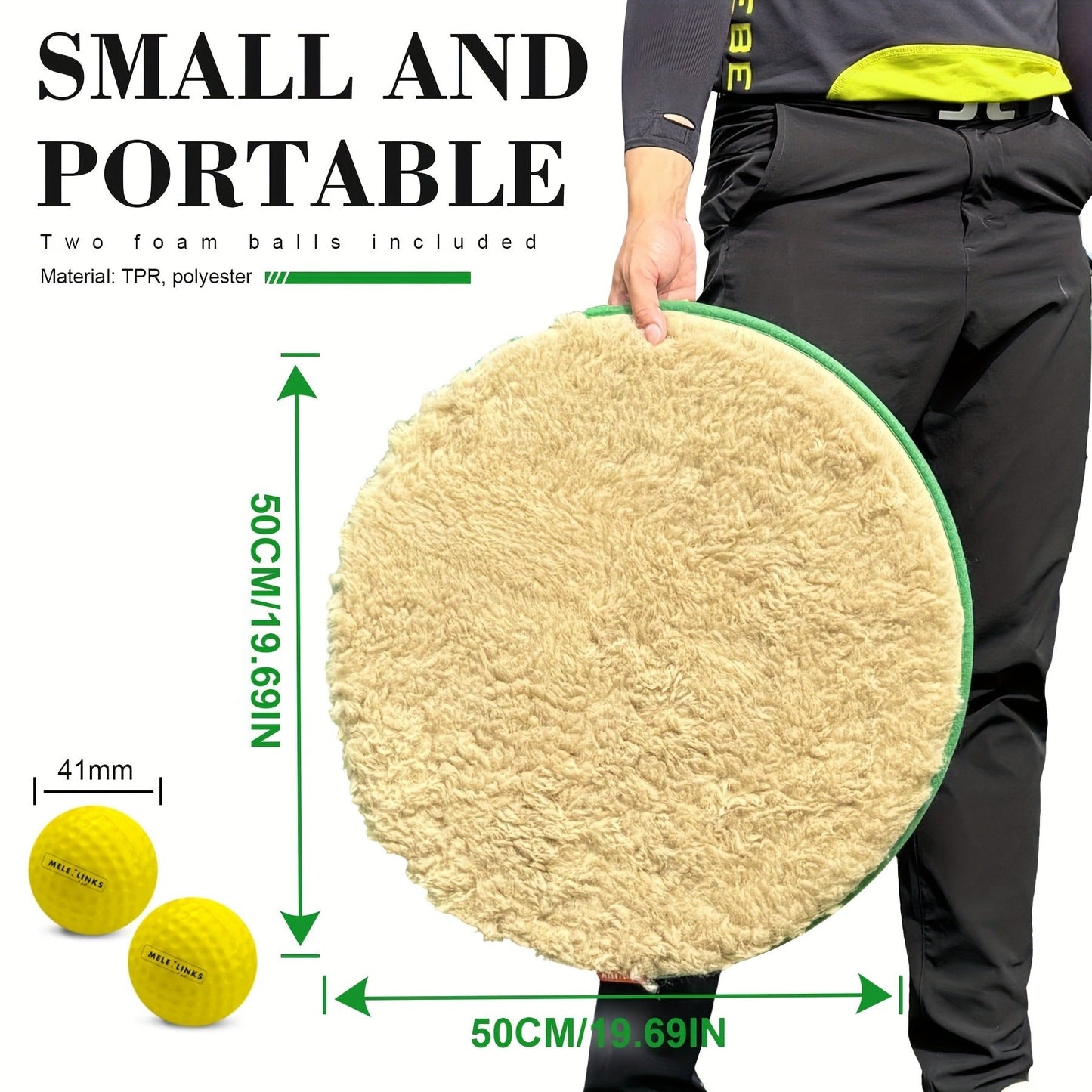 Golf Bunker Practice Mat 19.69x19.69 Inch with 2 PU Balls Realistic Sand Bunker and Putting Simulator Non-Slip TPR Bottom for Backyard Indoor Use Improves Swing Consistency Gift for Golf Enthusiasts