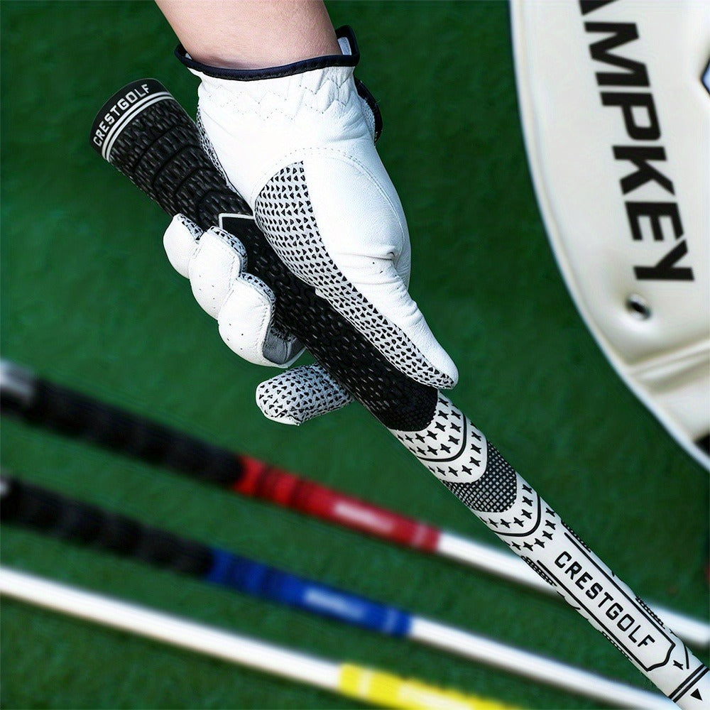 Midsize Golf Grips Set 13 Pack – All Weather Hybrid Rubber Golf Club Grips with Ecological Yarn Thread Technology, Multiple Colors, Fits Full Set of Clubs (Black, White, Red, Orange, Yellow, Blue, Gray)