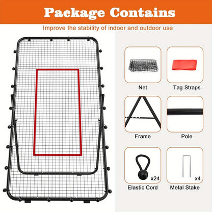 Volleyball Rebounder Net 7x4ft Adjustable Angle – Portable Steel Frame Training Rebounder with High-Tension PE Netting & 24 Elastic Cords for Volleying Bumping Spiking Practice – Solo & Team Drills