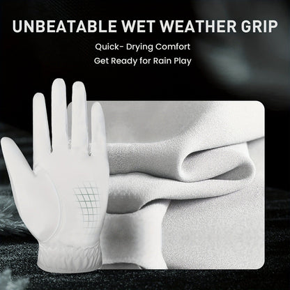 Wet Weather Golf Gloves Rain Grip 3-Pack for Men | Breathable Water-Resistant Golf Gloves for Left & Right Hand – Durable Comfortable Fit in Hot & Wet Conditions (Black, Gray, White | S–3XL)