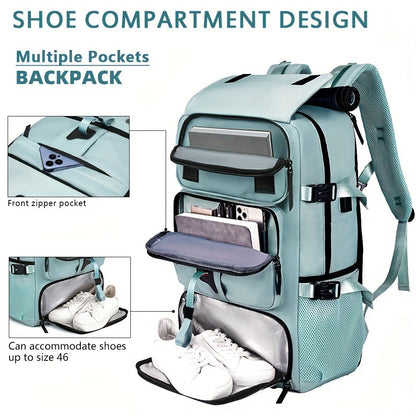 Large Capacity Laptop Backpack with Shoe Compartment & USB Charging Port – Waterproof Soft Shell Daypack for Men & Women, Multi-Functional Travel Rucksack for Business, College & Daily Commute, Multiple Colors Available