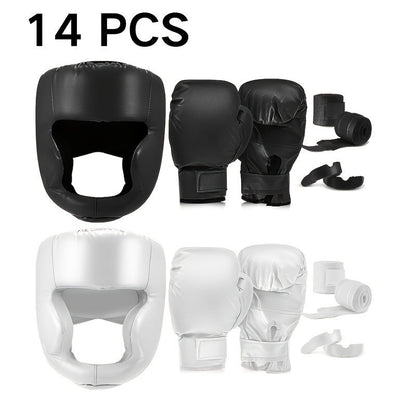 Boxing Kit Set 14pcs – 2 Pairs 16oz Boxing Gloves, Headgear, Hand Wraps & Mouthguards for Adults & Youth Beginners – Complete Boxing Training Equipment for Men Women Teens