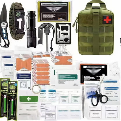Survival Kit 160-in-1 Professional Emergency Gear with MOLLE Tactical Bag for Camping Hiking Hunting Outdoor Adventure Men