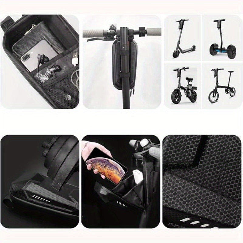 Electric Scooter Handlebar Bag Front Storage 2L Large Capacity – Portable Waterproof Handlebar Pouch for Phone, Wallet & Essentials, Universal Fit for E-Scooter, Bike & Bicycle