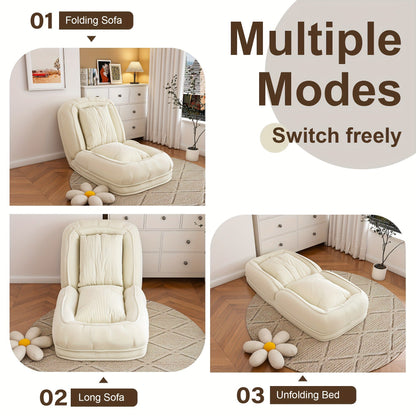 Human Dog Bed for Adults & Pets – Foldable Lazy Sofa Bed with 5 Adjustable Positions, High-Resilience Sponge, Breathable Corduroy, 2 Soft Pillows, Bedroom Living Room Reading Corner