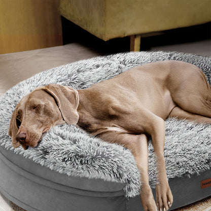 Orthopedic Dog Bed Egg Foam Ultra Soft Washable Cover for Large Medium Small Dogs Aging Pets Rectangle Semicircle Anti-Slip Joint Relief Pet Bed