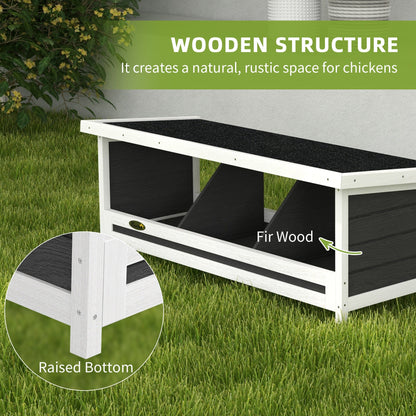 Chicken Nesting Box 3 Hole Wood Laying Box with Asphalt Roof for Hens, Indoor Outdoor Chicken Coop Nesting Boxes Fits Up to 3 Chickens, 37.5" L Weather-Resistant Fir Wood Hen House, Gray