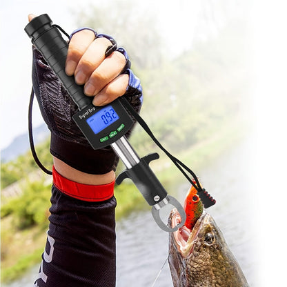 Digital Fishing Scale 25kg/55lb with Tape Measure - Portable Electronic Fish Weight Scale with LCD Display, Fish Mouth Clip & Stainless Steel Hook - Battery Included, Accuracy ±0.1kg